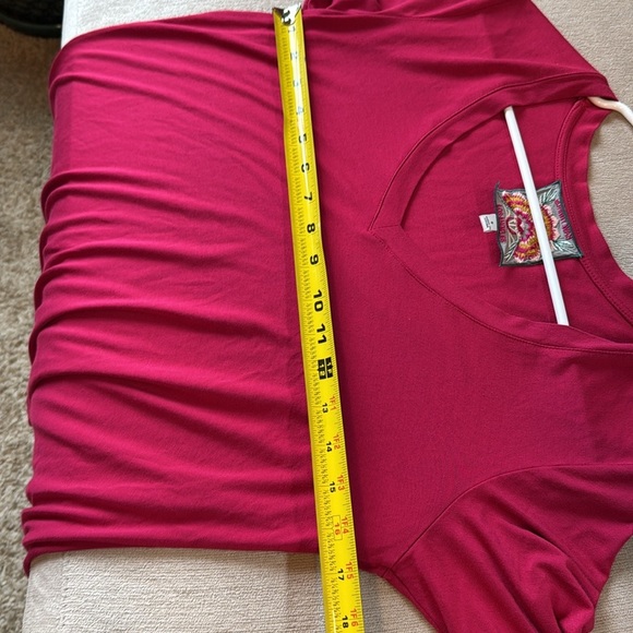 Johnny Was Pink V-Neck Blouse with 3/4 Sleeves - Picture 4 of 9